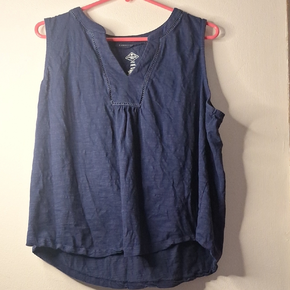 St. John's Bay Blue Sleeveless Relaxed Blouse